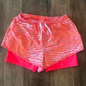 Zella Coral & Neon Pink Layered Athletic Shorts